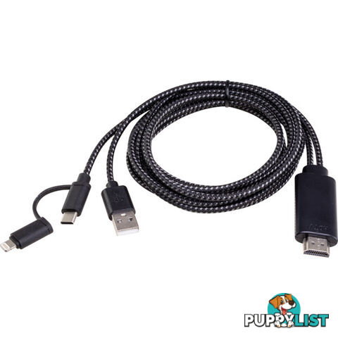 C8P2HDMI TYPE-C LIGHTNING TO HDMI LEAD 1.8M 8 PIN AND TYPE C 2 IN 1