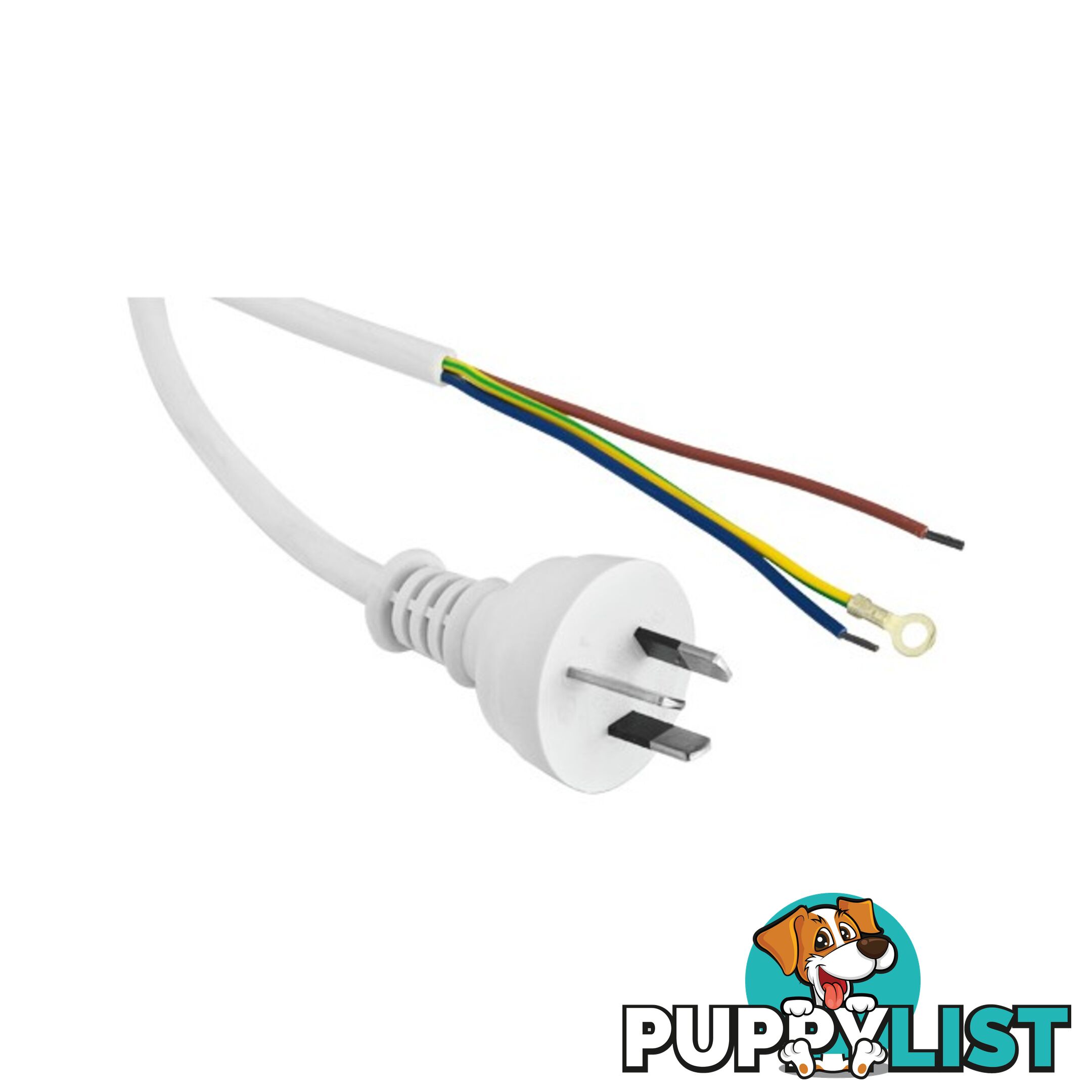 23PW 2M 7.5A 3 CORE MAINS LEAD BARE WIRE POWER LEAD WHITE