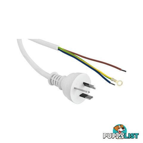 23PW 2M 7.5A 3 CORE MAINS LEAD BARE WIRE POWER LEAD WHITE