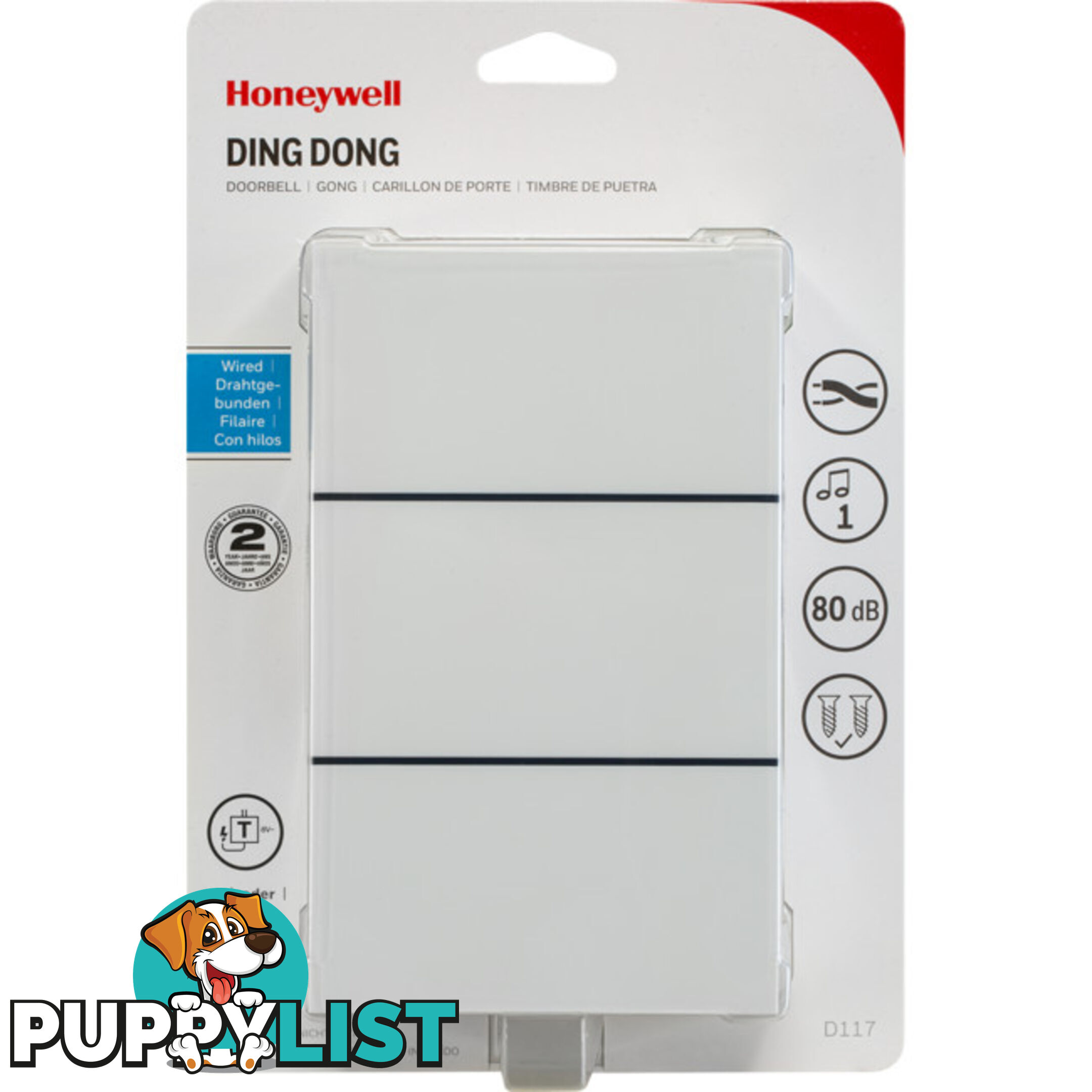 D117 DING DONG DOOR BELL CHIME HONEYWELL