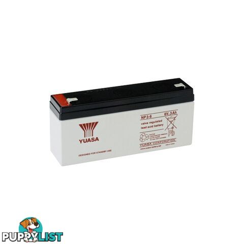 NP3-6 6V 3AMP YUASA SLA BATTERY SEALED LEAD ACID - NP SERIES