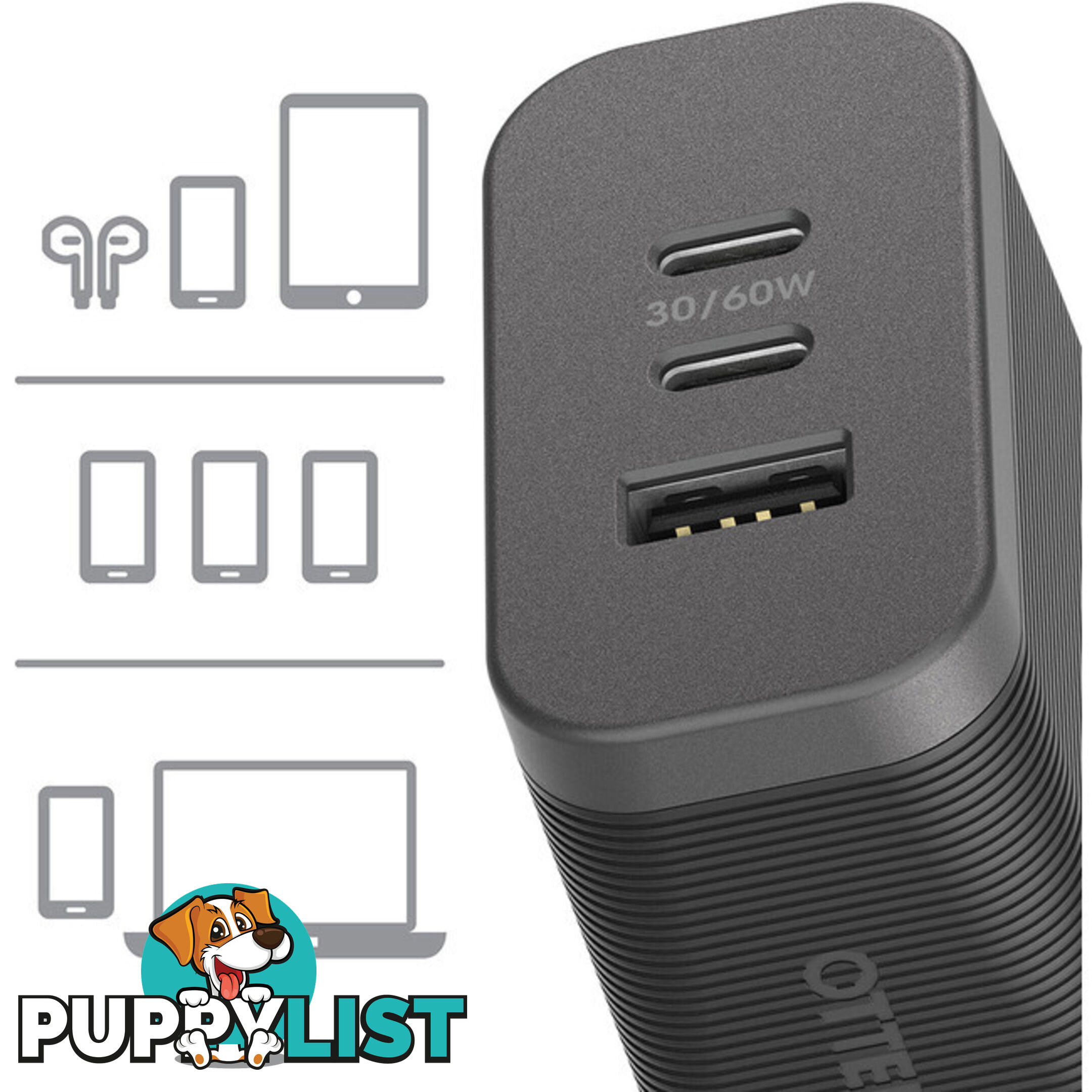 OBWC3P USB-C TRIPLE PORT WALL CHARGER 72W AUSTRALIAN PLUG