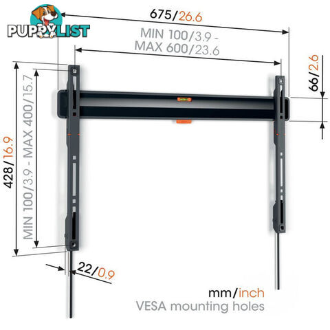 TVM5605 ELITE SERIES FIXED 40"-100" 100KG TV WALL MOUNT 1.5CM ULTRA THIN BRACKET