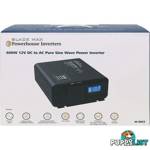 M8062 600W 12VDC TO 240VAC INVERTER TRUE SINE WAVE