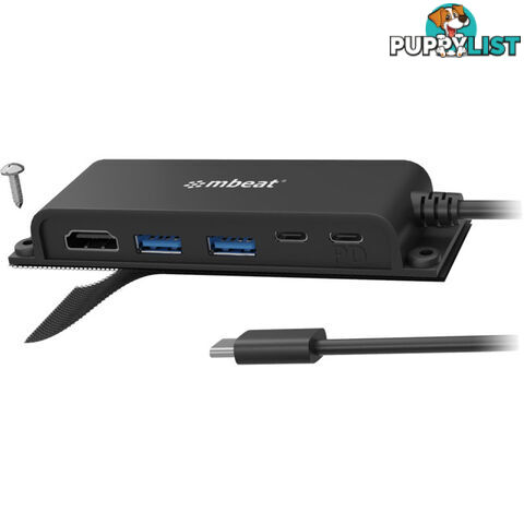 HUBE05 MOUNTABLE 5 PORT USB-C HUB 4K HDMI 60W PD CHARGING