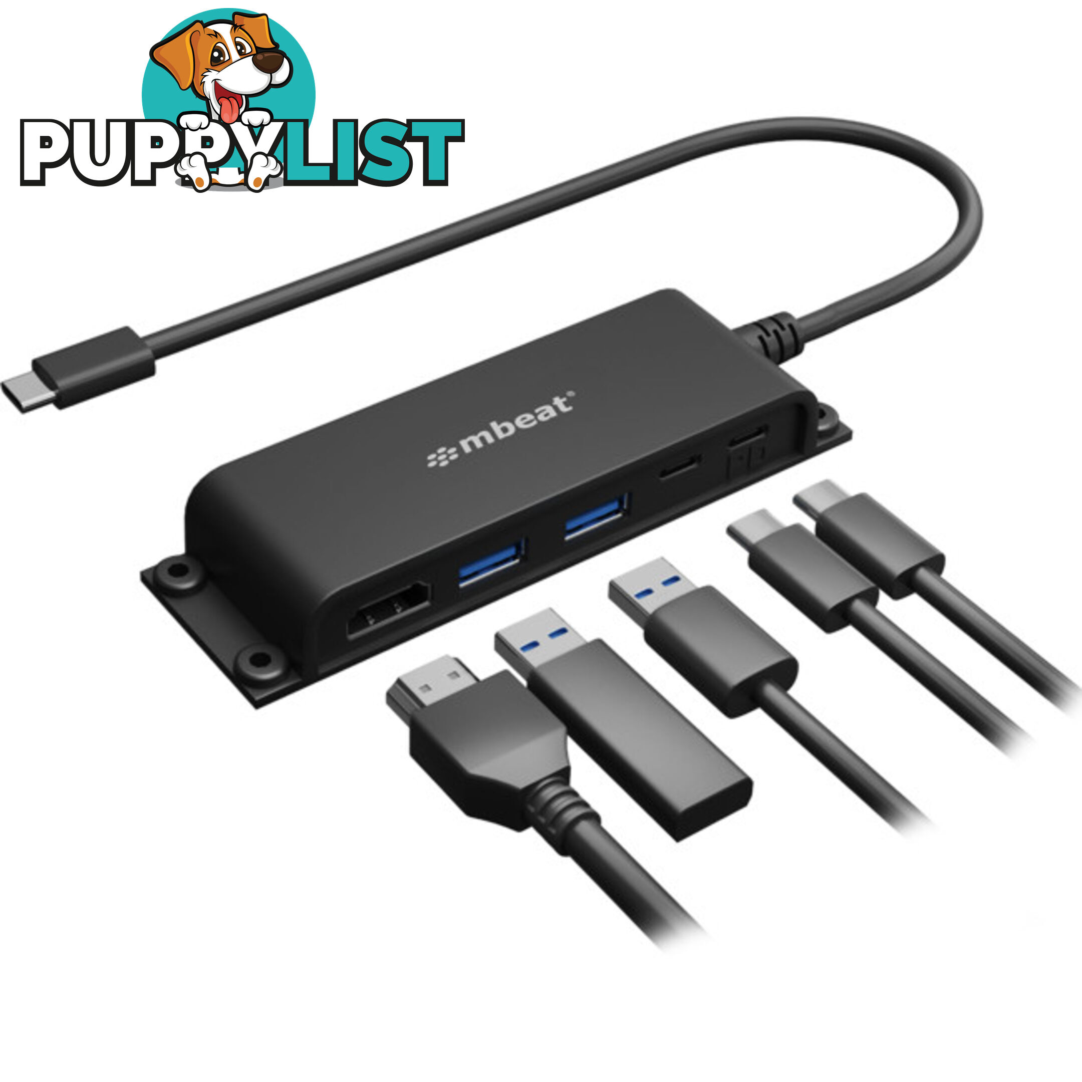 HUBE05 MOUNTABLE 5 PORT USB-C HUB 4K HDMI 60W PD CHARGING