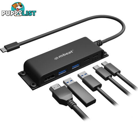 HUBE05 MOUNTABLE 5 PORT USB-C HUB 4K HDMI 60W PD CHARGING