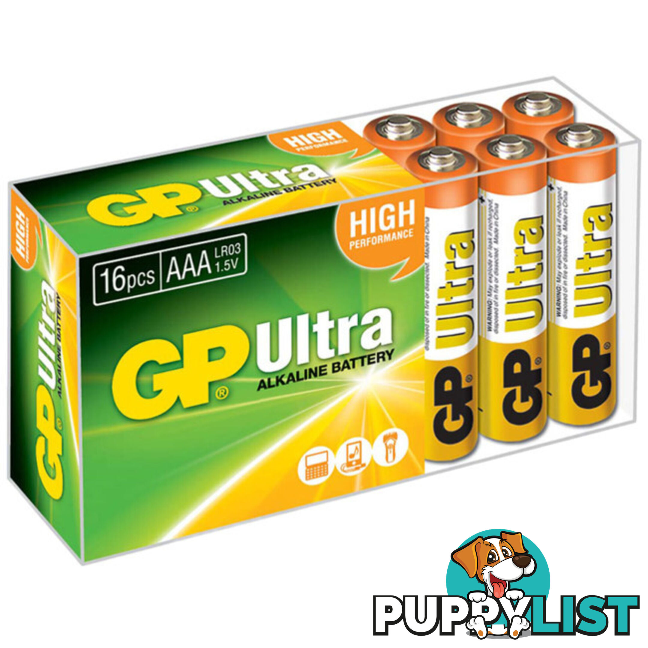 GP24AURT16 GP 1.5V ULTRA ALKALINE AAA BATTERY PACK OF 16