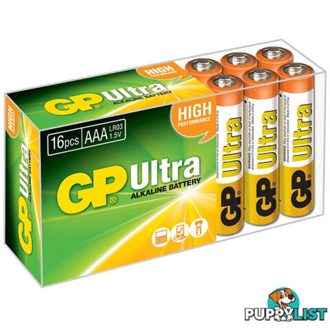 GP24AURT16 GP 1.5V ULTRA ALKALINE AAA BATTERY PACK OF 16