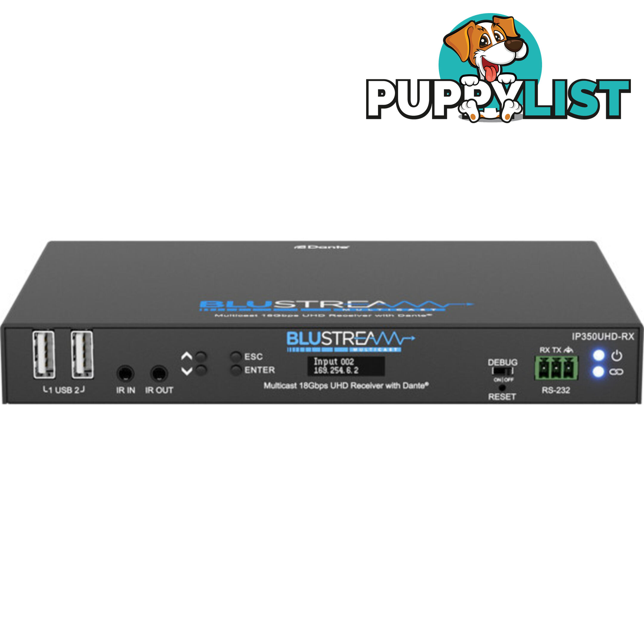 IP350UHDRX IP MULTICAST UHD 18GBPS VIDEO RECEIVER OVER 1GB 2CH DANTE AUDIO-BUILT-IN VIDEO SCALER-POE- HDCP2.2