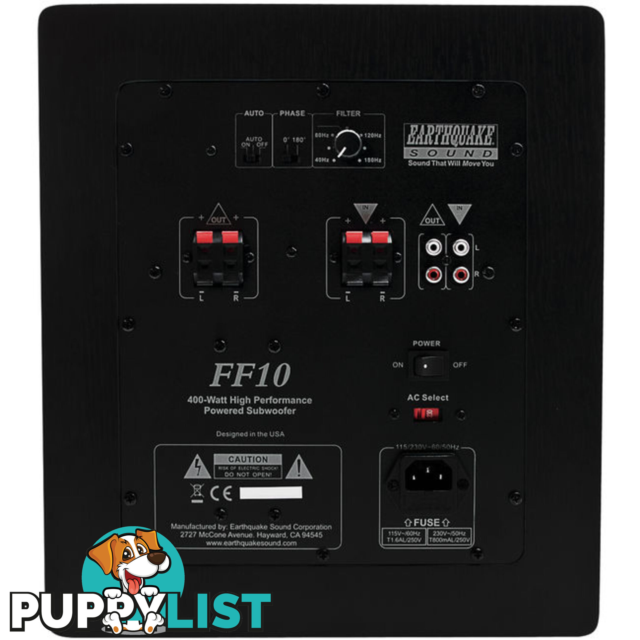 FF10 10" FRONT FIRING SUBWOOFER BLACK EARTHQUAKE