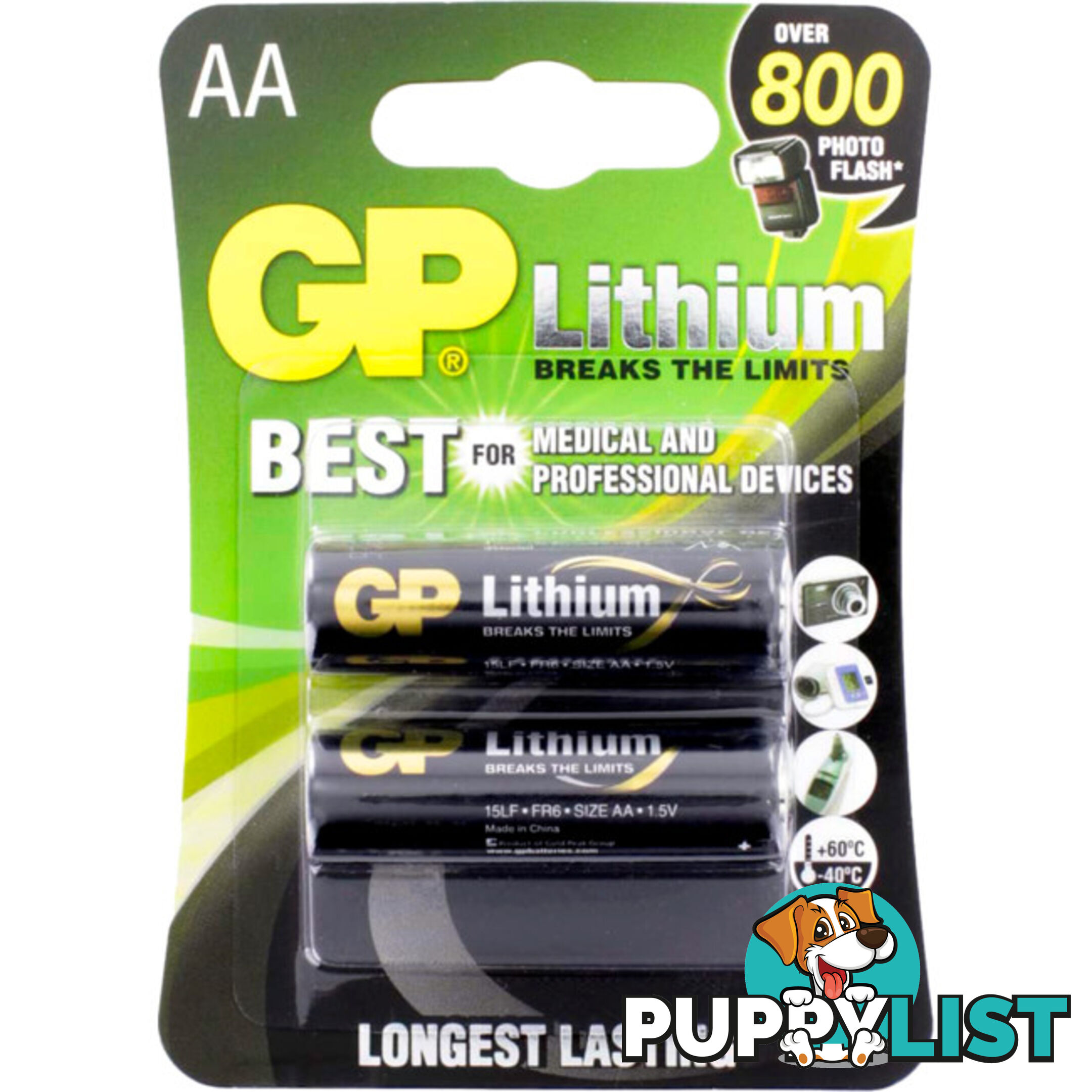 GP15LC2 1.5V AA GP LITHIUM FR6 PK2 GP