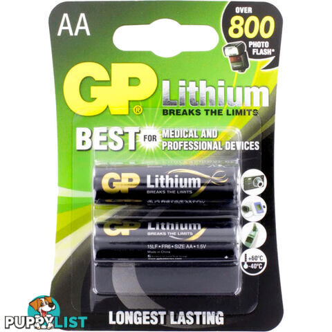 GP15LC2 1.5V AA GP LITHIUM FR6 PK2 GP