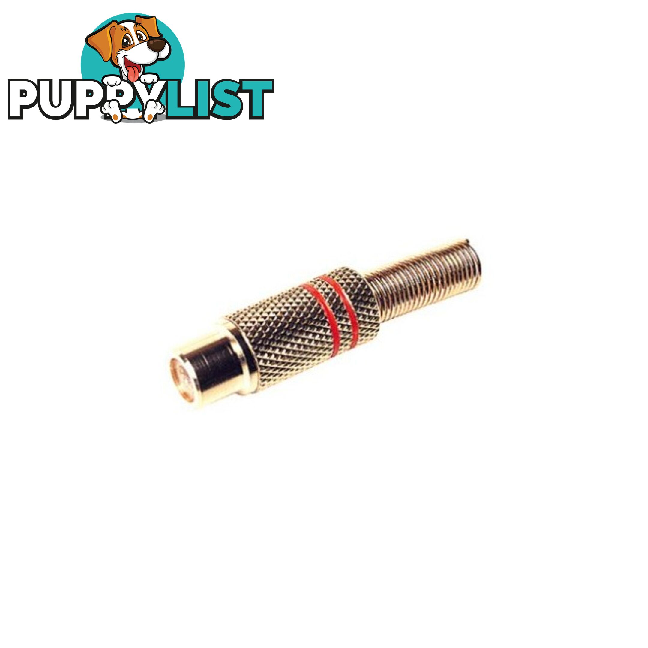 PD3164 RCA LINE SOCKET GOLD (RED) SPRING PROTECTION