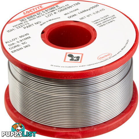 20250MCS 60/40 250G 0.91MM SOLDER 60% TIN, 40% LEAD - MULTICORE