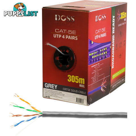 C5RGRY 305M CAT5E SOLID CABLE GREY SOLD AS 305M ROLL ONLY