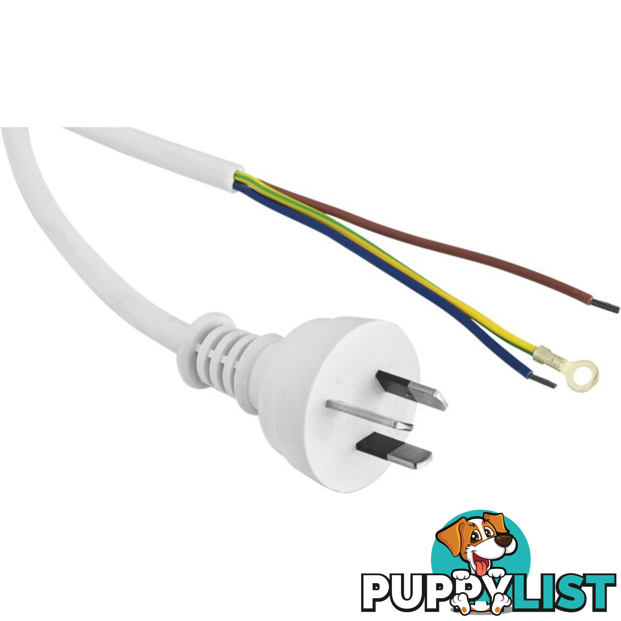 53PW 5M 7.5A 3 CORE MAINS LEAD BARE WIRE POWER LEAD WHITE