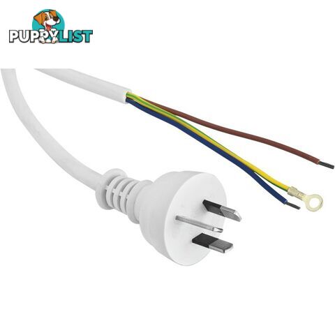 53PW 5M 7.5A 3 CORE MAINS LEAD BARE WIRE POWER LEAD WHITE