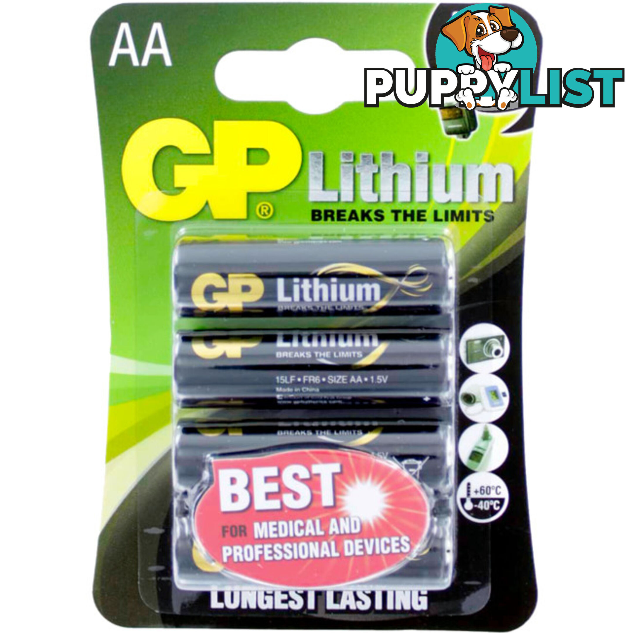 GP15LC4 1.5V AA GP LITHIUM FR6 PK4 GP