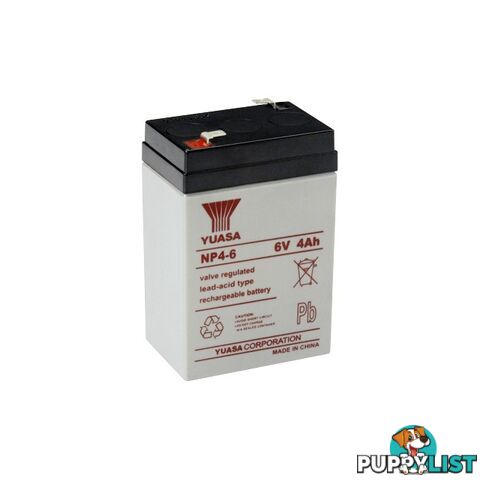 NP4-6 6V 4AMP YUASA SLA BATTERY SEALED LEAD ACID - NP SERIES