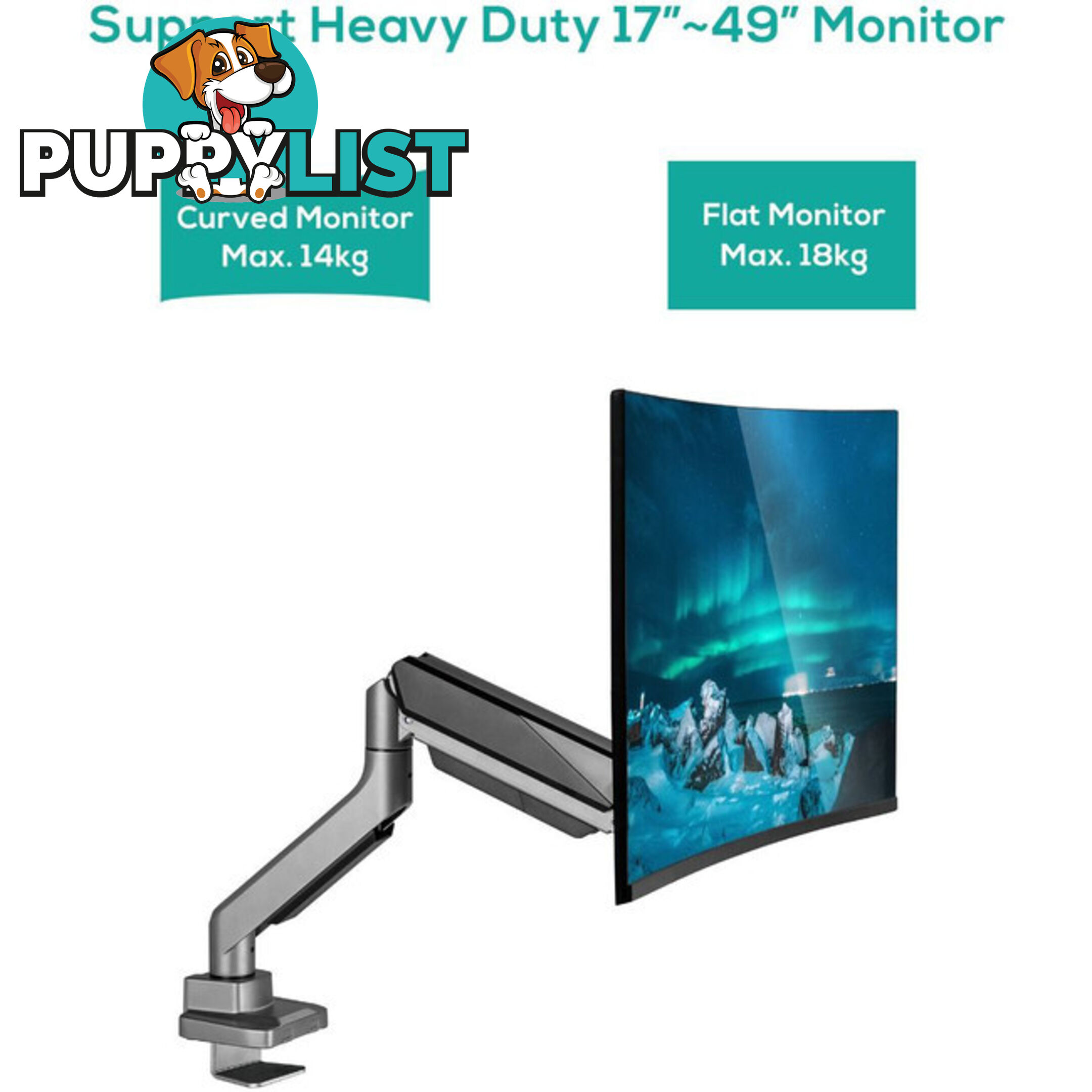 SGS01Y HEAVY-DUTY GAS SPRING SINGLE MONITOR ARM ACTIVIVA