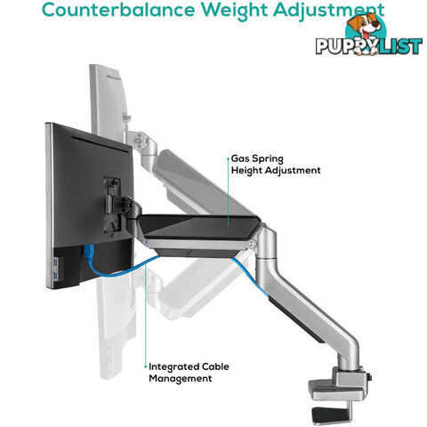 SGS01Y HEAVY-DUTY GAS SPRING SINGLE MONITOR ARM ACTIVIVA