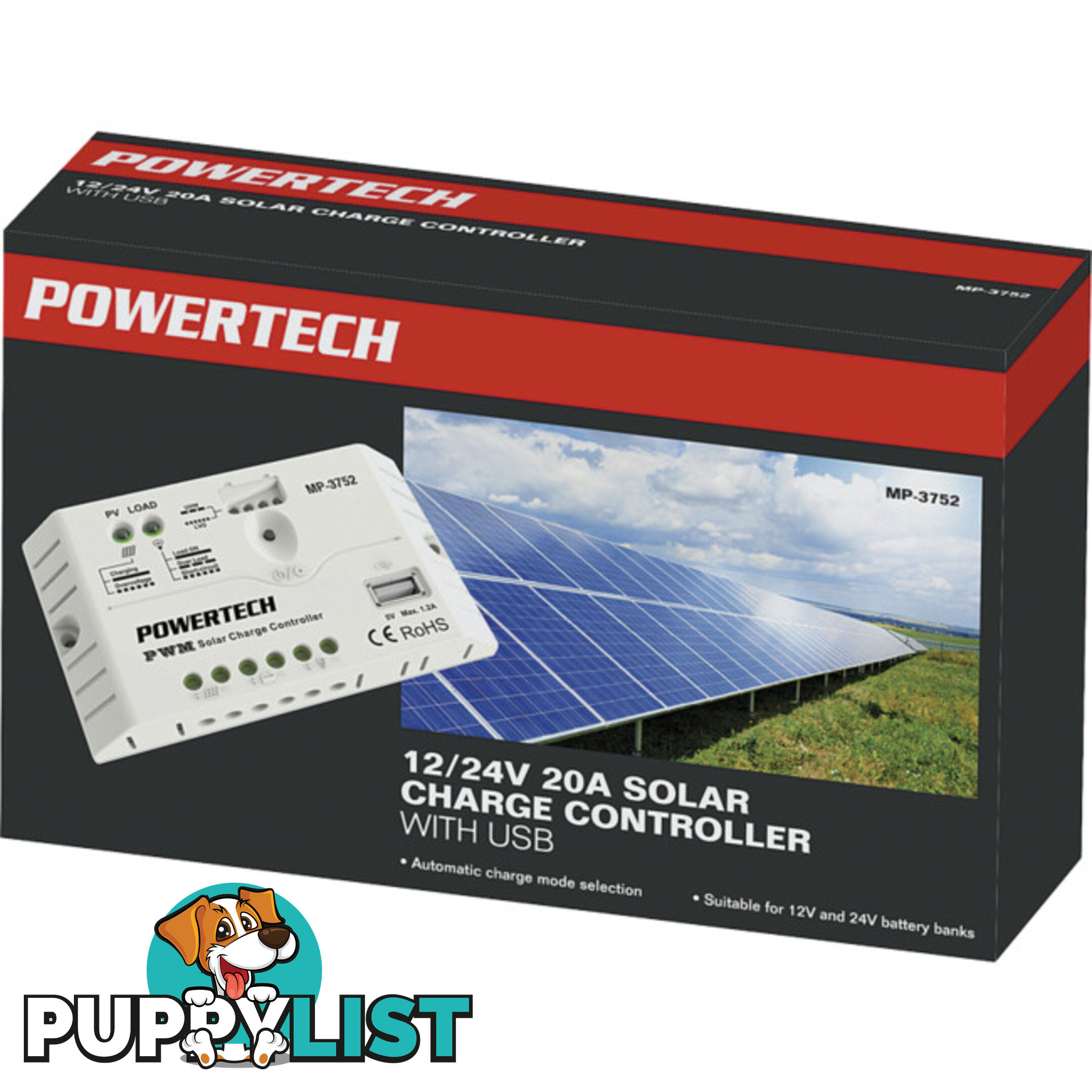 MP3752 12V 24V 20A SOLAR CONTROLLER USB PWM