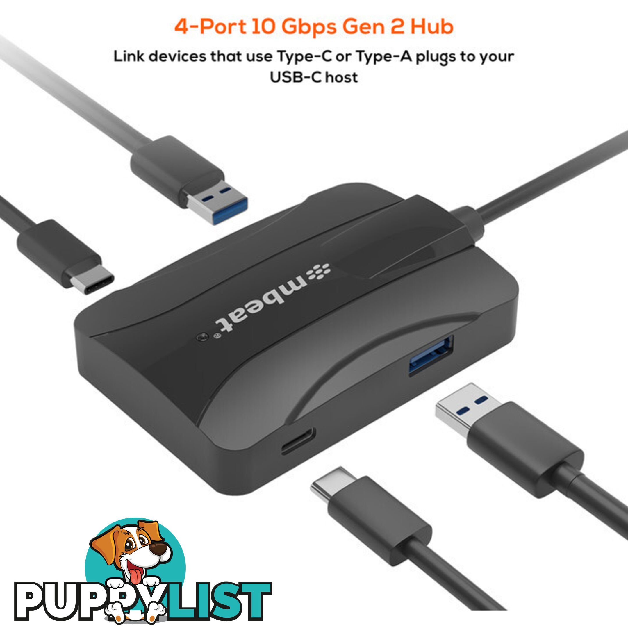 UCH32 4 PORT 10GBPS USB-C 3.2 GEN2 HUB 2 USB-A 2 USB-C