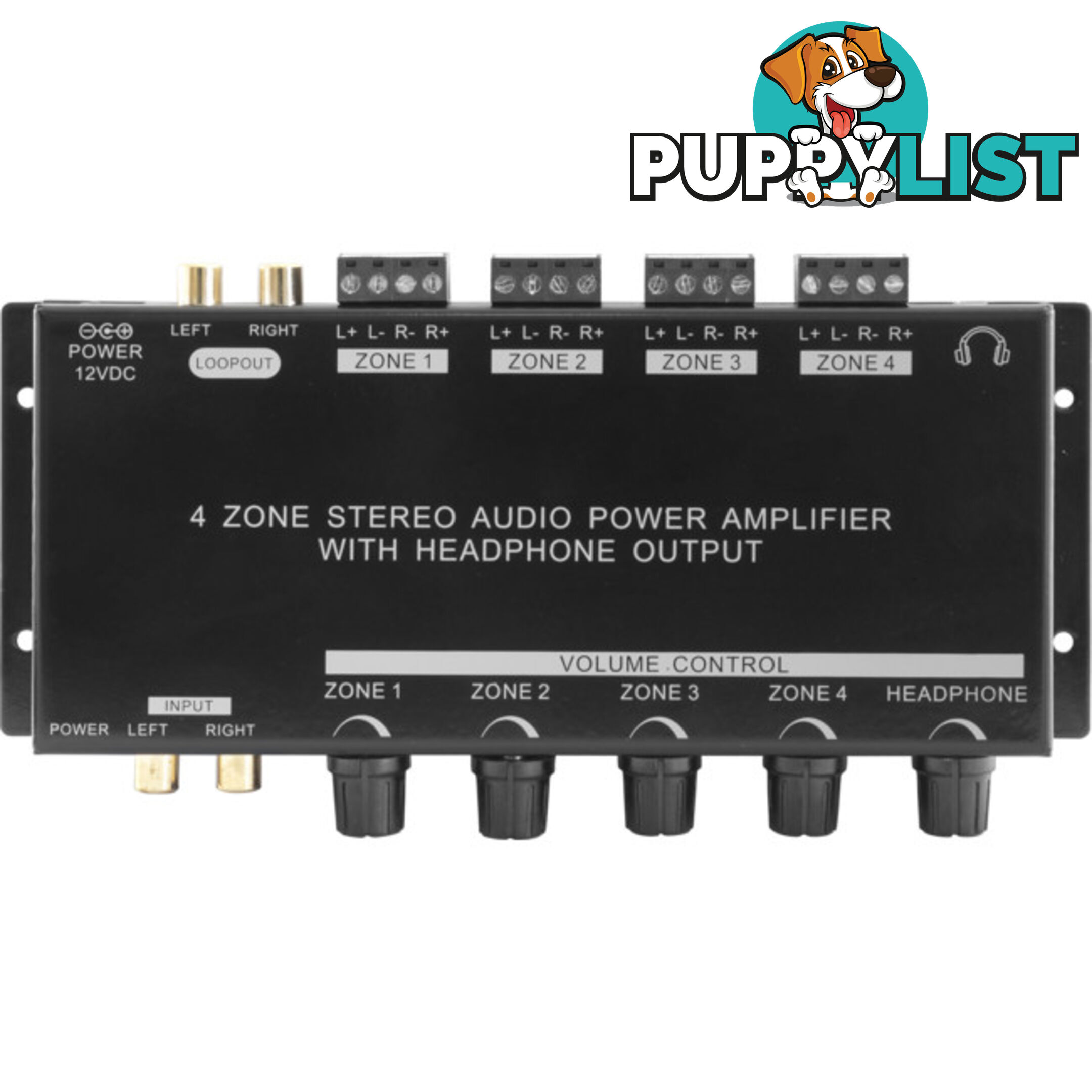 PRO1300 4 ZONE STEREO POWER AMPLIFIER AUDIO WITH HEADPHONE OUT