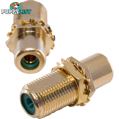 KPARCFG GOLD 'F' SOCKET TO RCA SOCKET GREEN JOINER - KORDZ