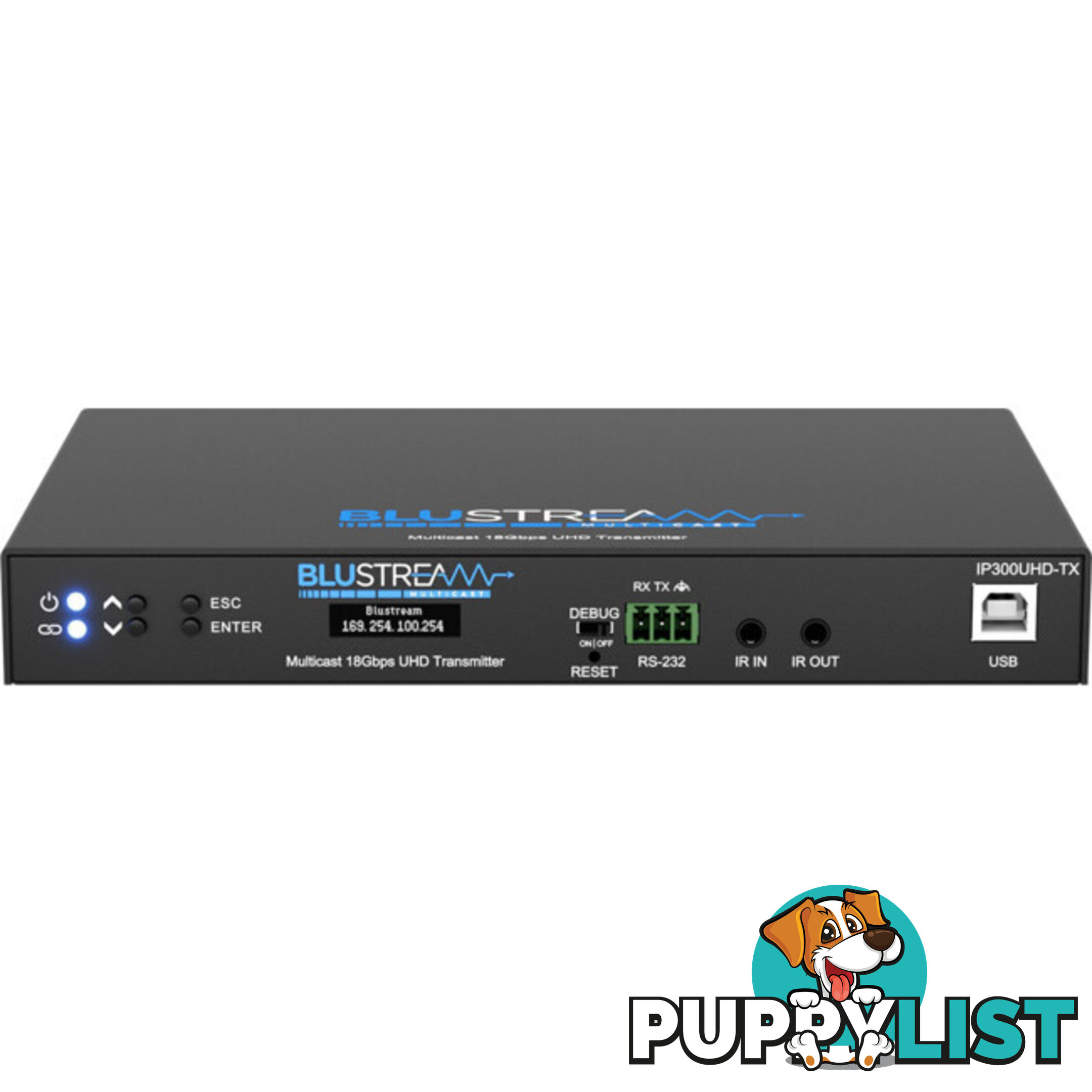 IP300UHDTX IP MULTICAST UHD 18GBPS VIDEO TRANSMITTER OVER 1GB IR, RS-232 & USB / KVM, POE- HDCP2.2