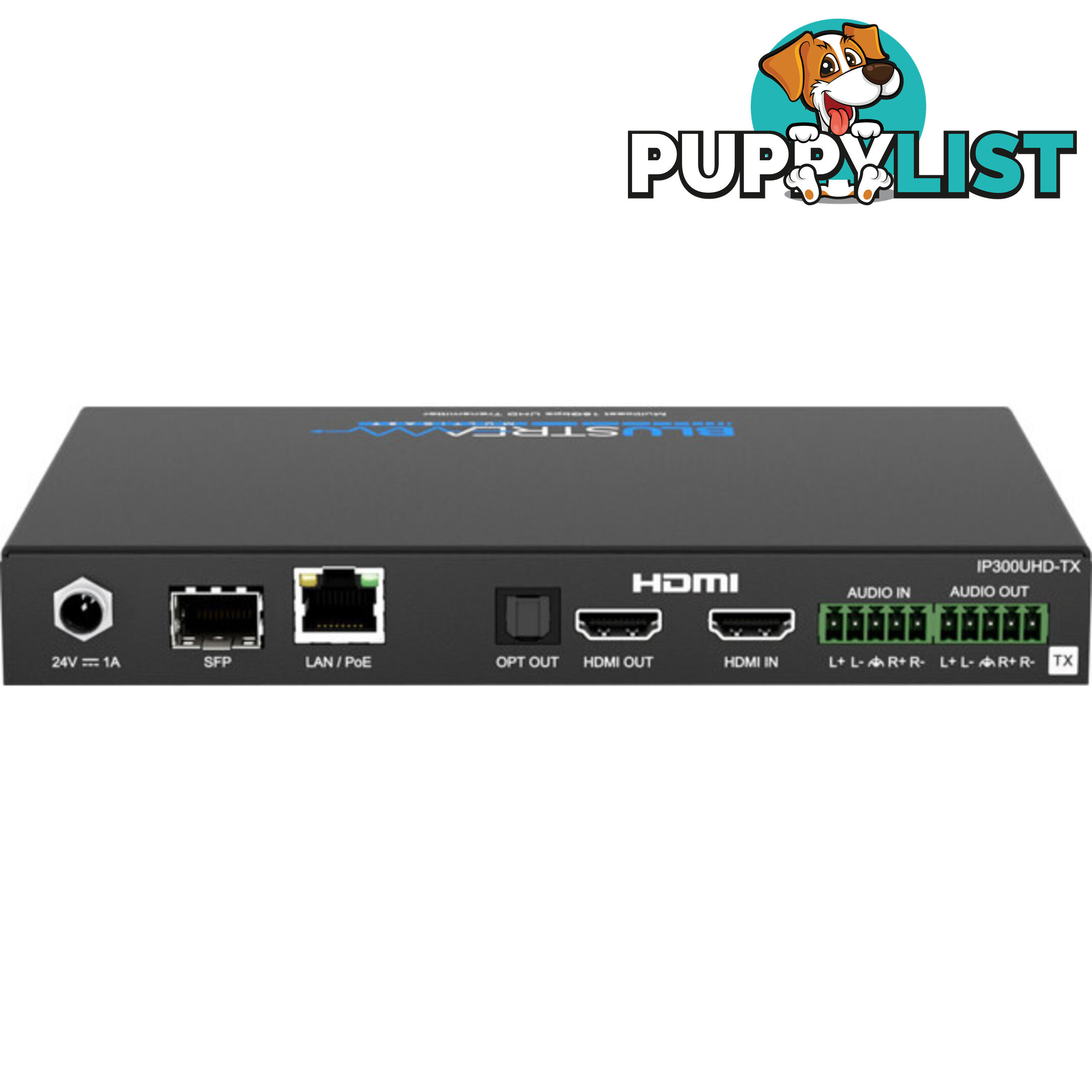 IP300UHDTX IP MULTICAST UHD 18GBPS VIDEO TRANSMITTER OVER 1GB IR, RS-232 & USB / KVM, POE- HDCP2.2