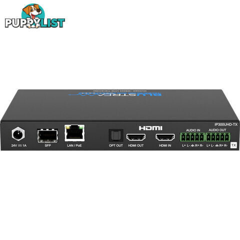 IP300UHDTX IP MULTICAST UHD 18GBPS VIDEO TRANSMITTER OVER 1GB IR, RS-232 & USB / KVM, POE- HDCP2.2