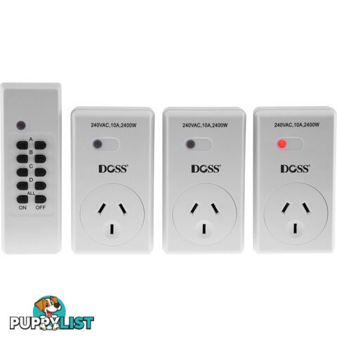 MRC03V2 MAINS OUTLET REMOTE CONTROLLER 1 REMOTE 3 MAINS DOSS SWITCH