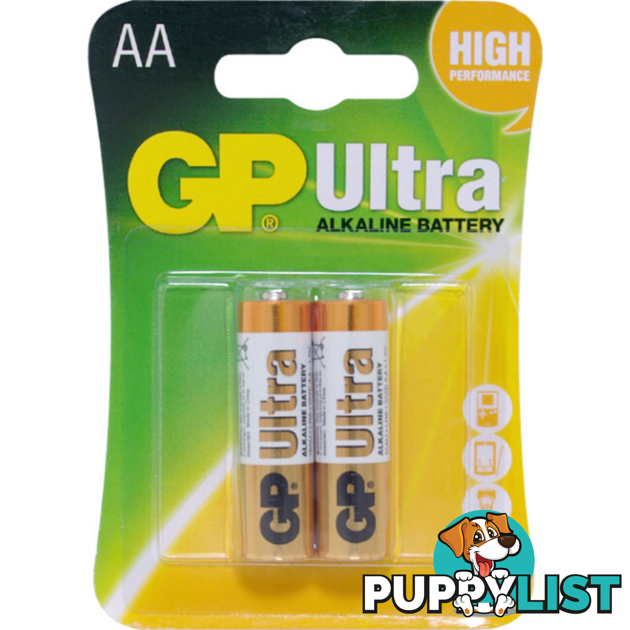 GP15AUC2 GP 1.5V ULTRA ALKALINE AA BATTERY CARD OF 2