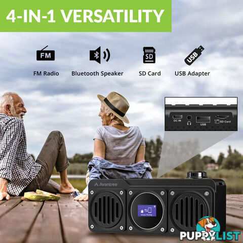 BOOMBYTE PORTABLE FM RADIO BT SPEAKER DUAL DRIVER 14W MICRO SD