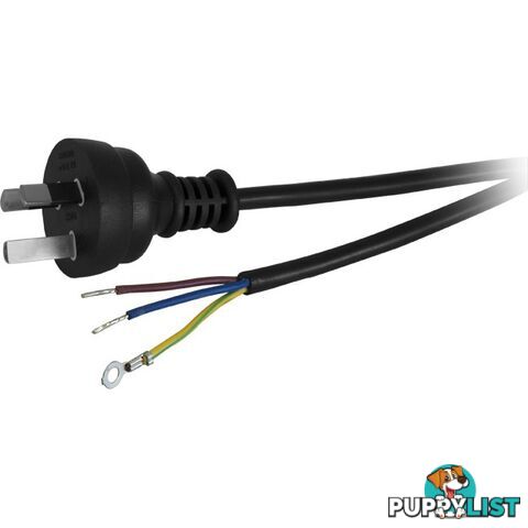 53PB 5M 7.5A 3 CORE MAINS LEAD BARE WIRE POWER LEAD BLACK