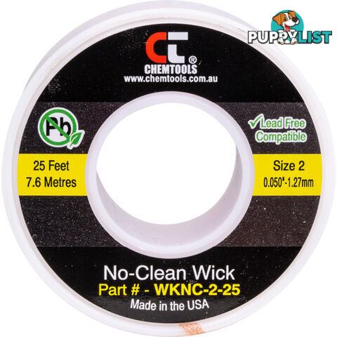 SWNC2L 1.5MM X 7.5M SODER WICK BRAID CHEMTOOLS #2 YELLOW NO CLEAN