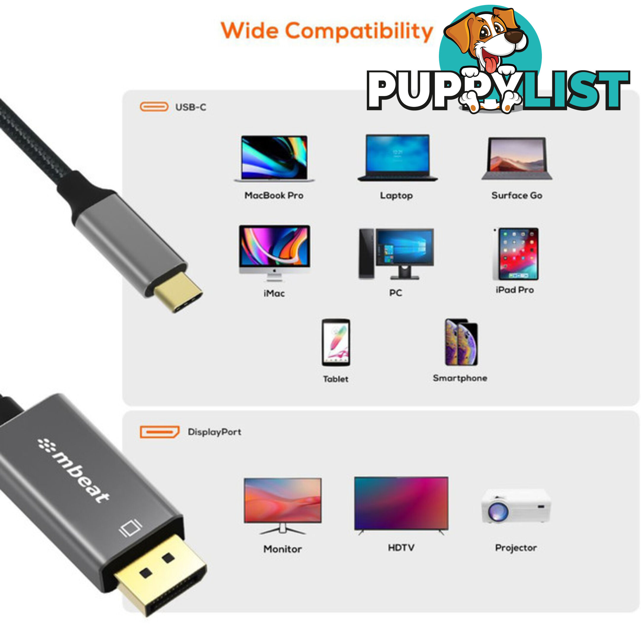 LC7970 1.8M 4K USB-C TO DISPLAY PORT TOUGHLINK