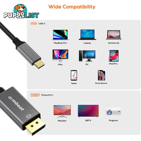 LC7970 1.8M 4K USB-C TO DISPLAY PORT TOUGHLINK