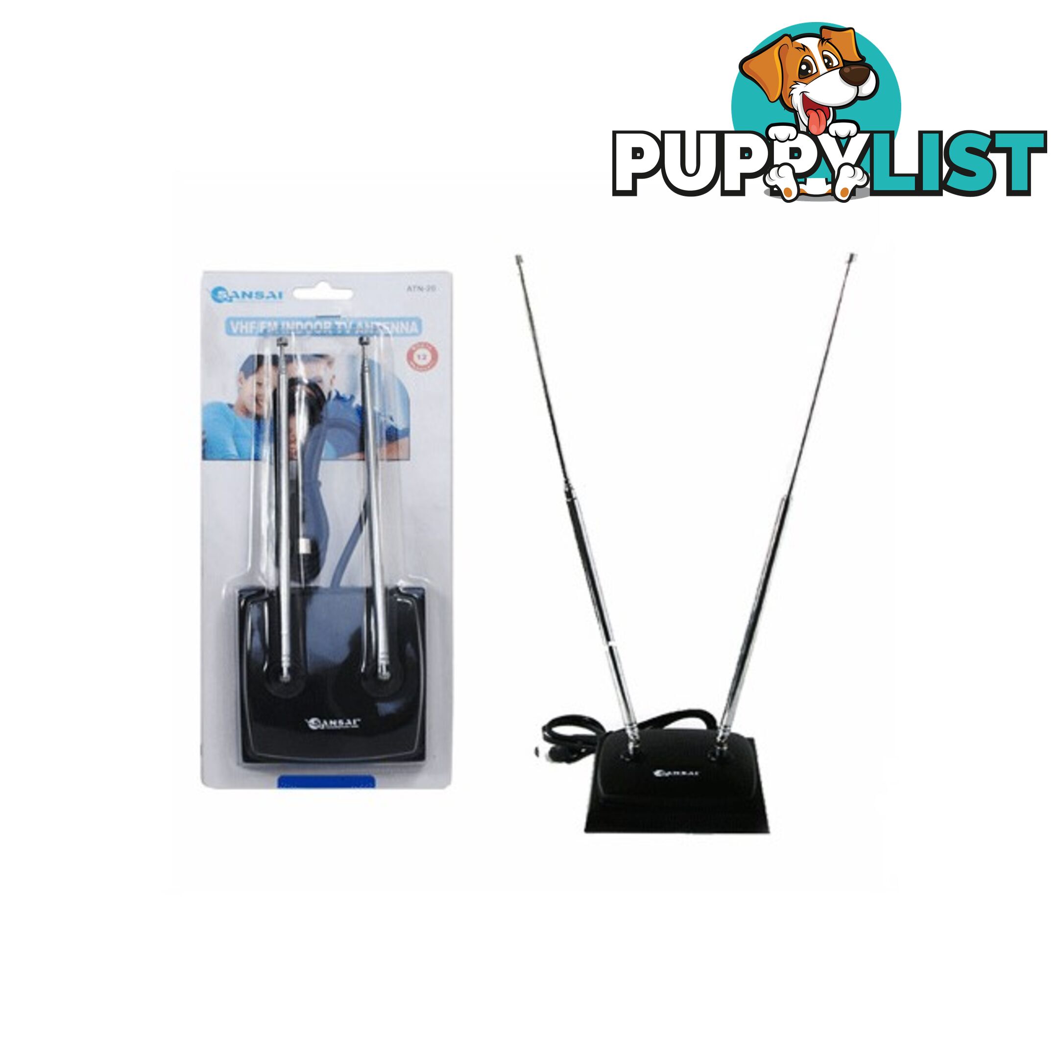 ATN20 INDOOR TV ANTENNA RABBIT EARS SANSAI ATN20 BUNNY EAR