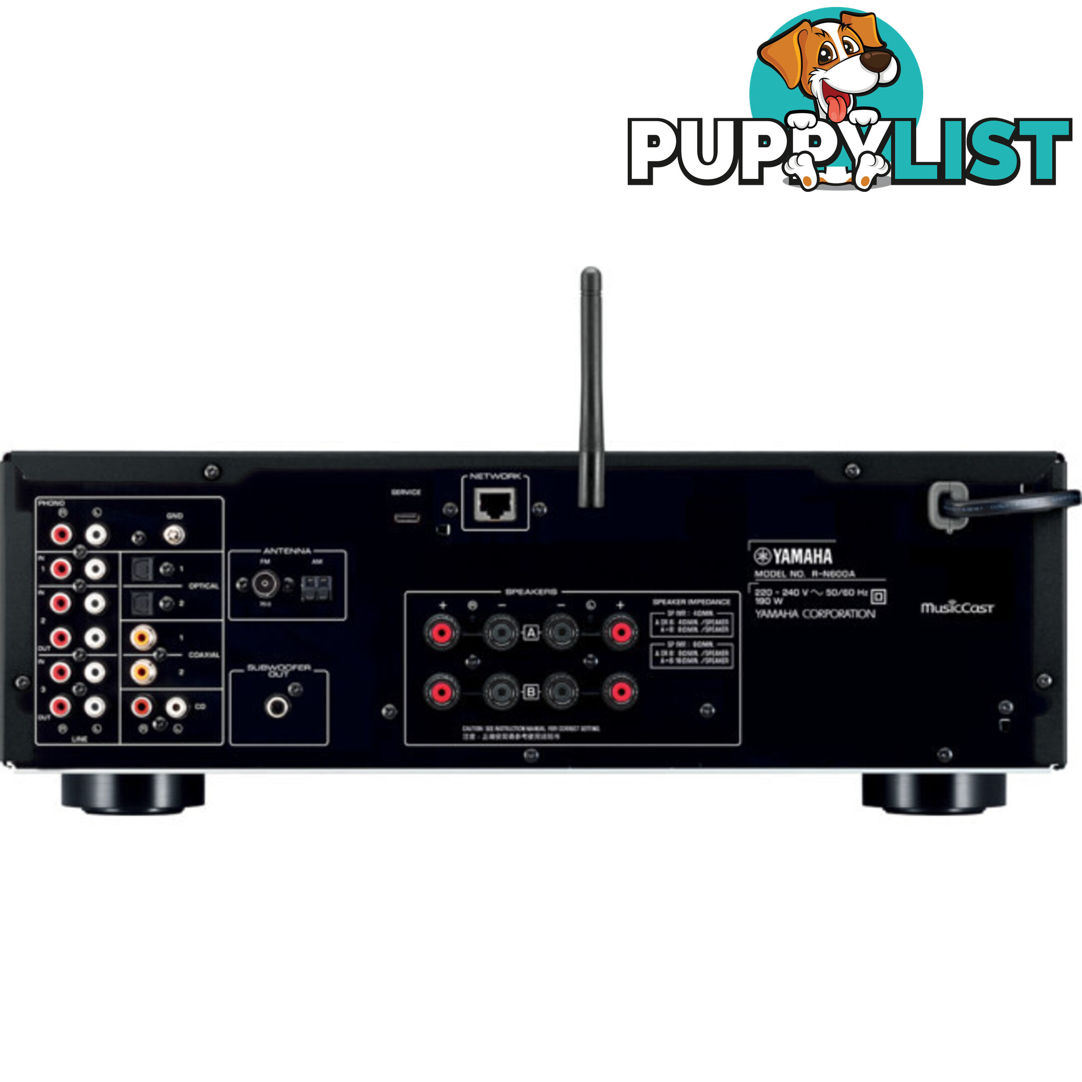 RN600AB BLACK 2 CHANNEL NETWORK RECEIVER 80W RMS PER CH - 20 HZ-20 KHZ 0.07 % THD