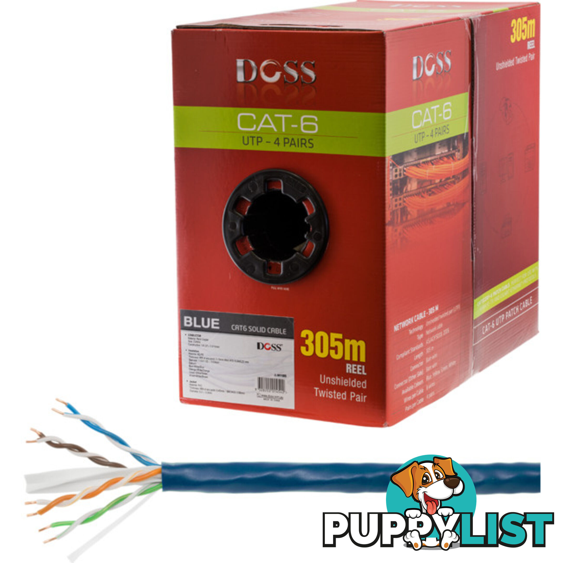 C6RBLU 305M CAT6 SOLID CABLE BLUE ROLL CODE