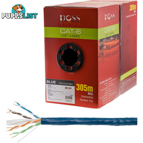 C6RBLU 305M CAT6 SOLID CABLE BLUE ROLL CODE