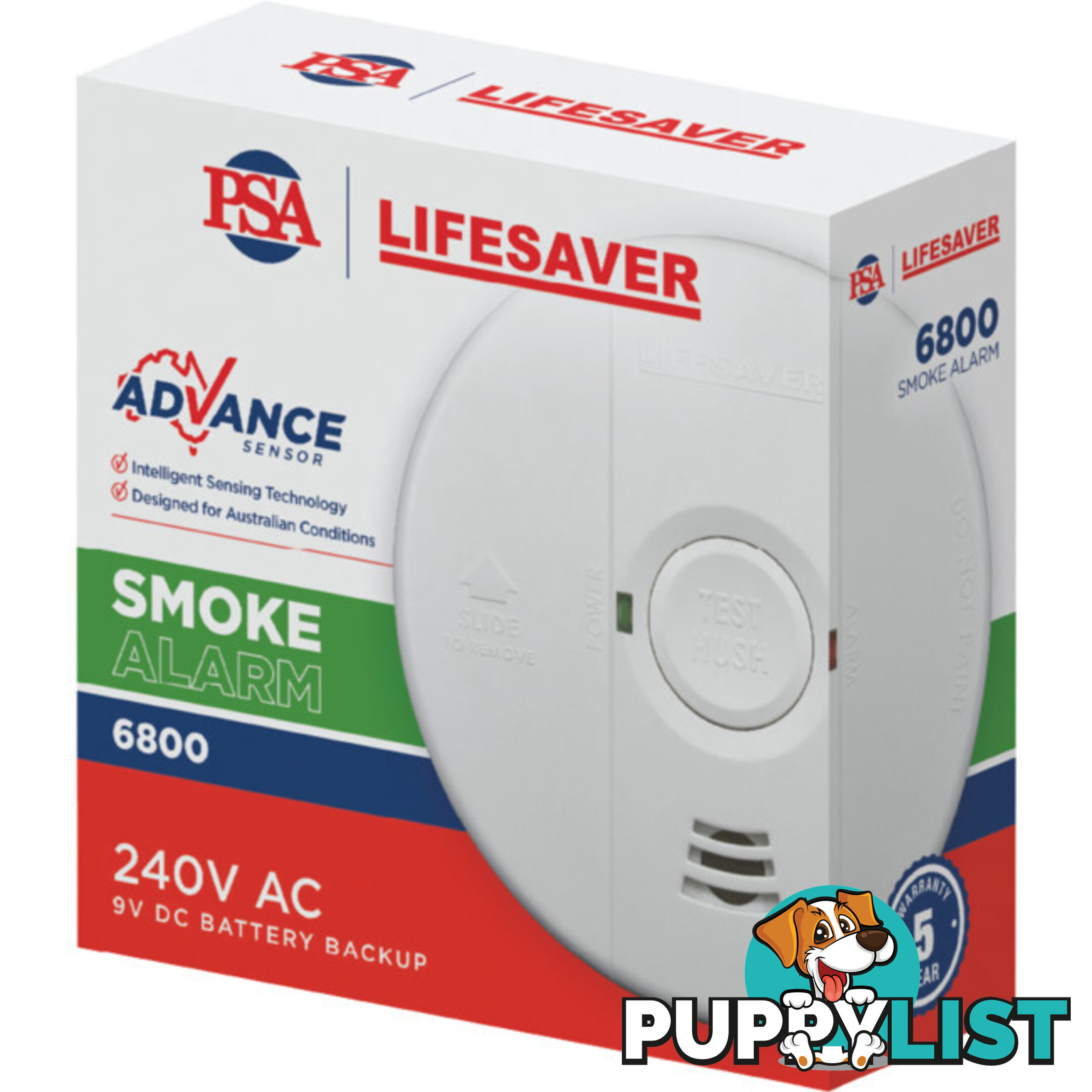 LIF6800 240V SMOKE ALARM WITH 9V BACKUP ADVANCED SENSOR PHOTOELECTRIC