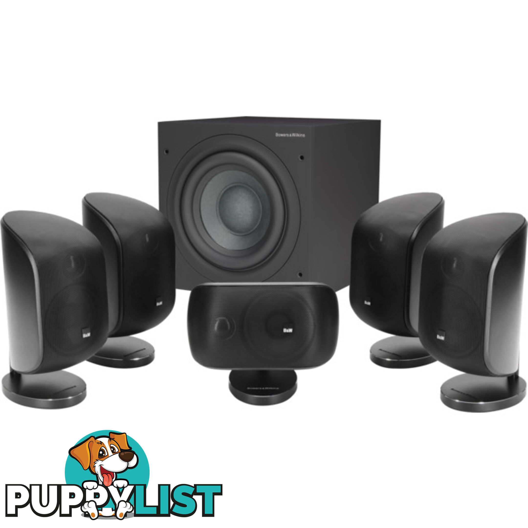 MT55BLACK MINI THEATRE SPEAKERS AND SUB 5X M1 SPEAKERS AND ASW610 SUB