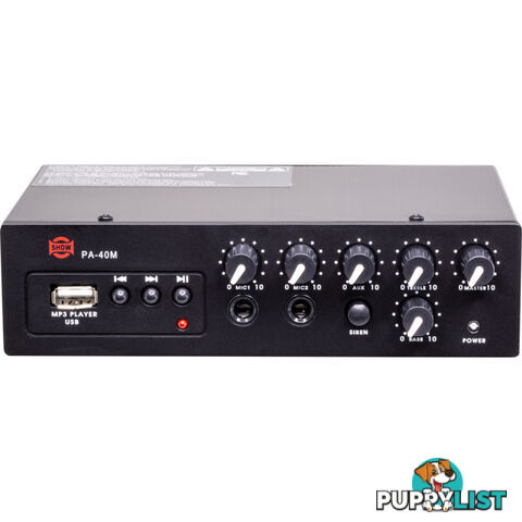 PA40M 40W DC12V CLASS D AMPLIFIER MP3 SIREN 2XMIC AUX IN SHOW