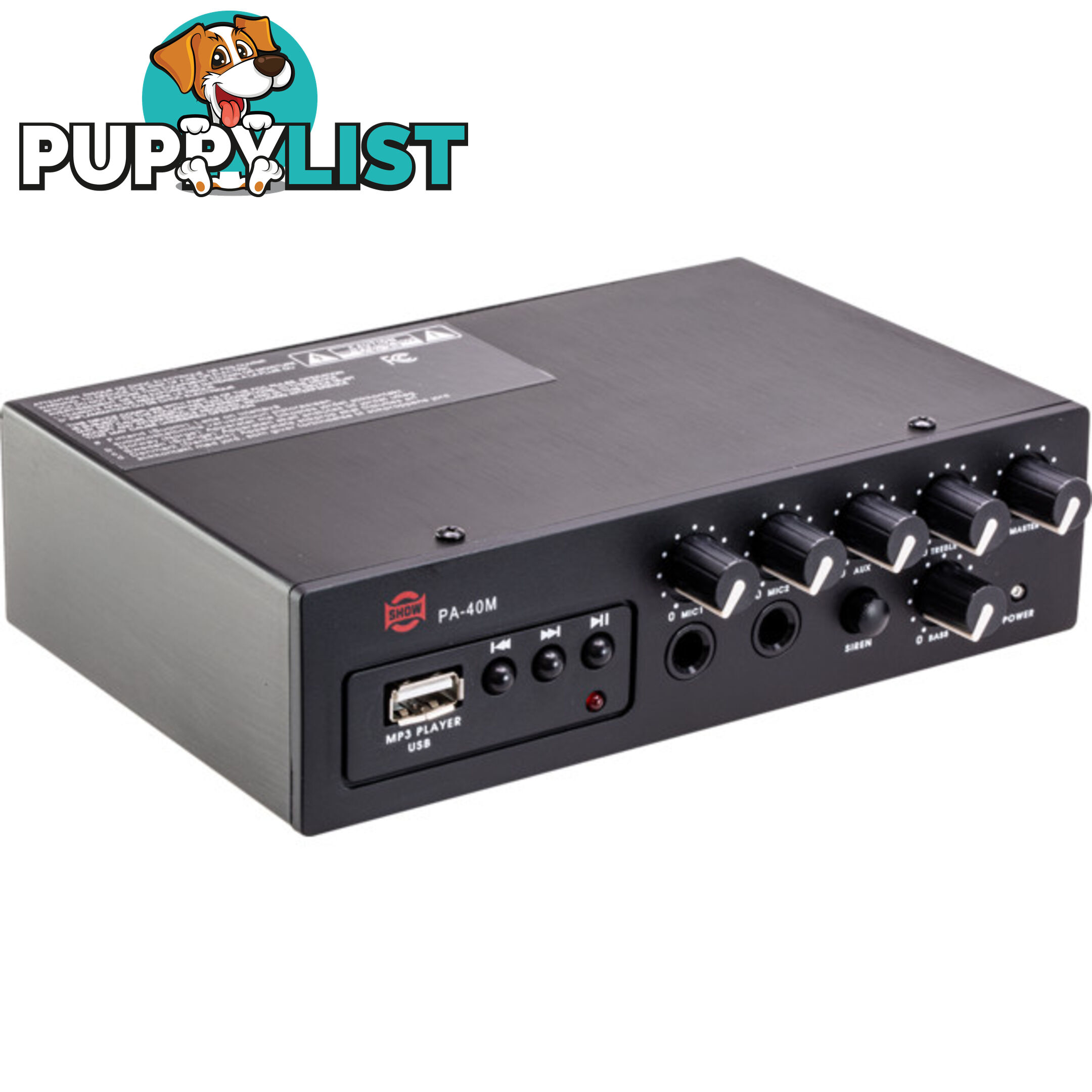 PA40M 40W DC12V CLASS D AMPLIFIER MP3 SIREN 2XMIC AUX IN SHOW