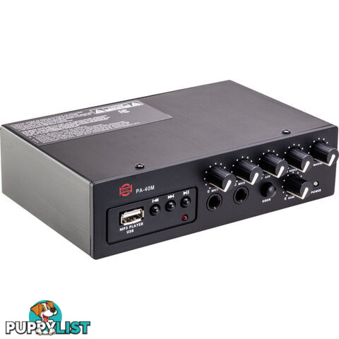 PA40M 40W DC12V CLASS D AMPLIFIER MP3 SIREN 2XMIC AUX IN SHOW