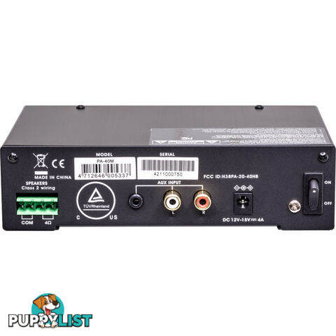 PA40M 40W DC12V CLASS D AMPLIFIER MP3 SIREN 2XMIC AUX IN SHOW